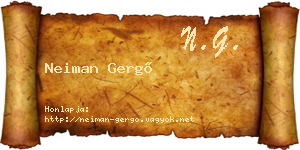 Neiman Gergő névjegykártya